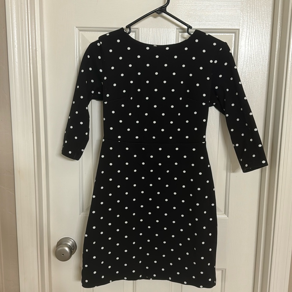 XS Petite Black and White Polka Dot Cotton Dress